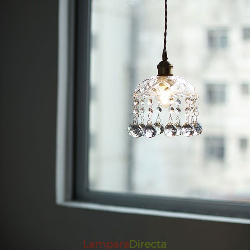 Lámpara colgante moderna de cristal en miniatura, 1 luz, accesorio decorativo.