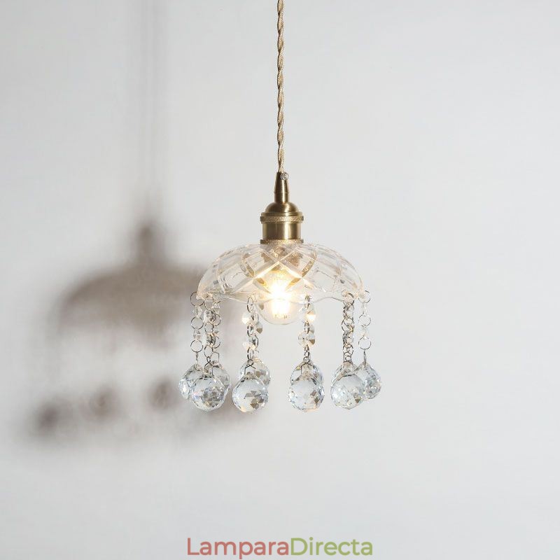 Lámpara colgante moderna de cristal en miniatura, 1 luz, accesorio decorativo.