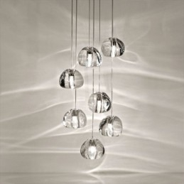 Lámpara colgante moderna de cristal en racimo, pantalla de cristal única, escalera dúplex