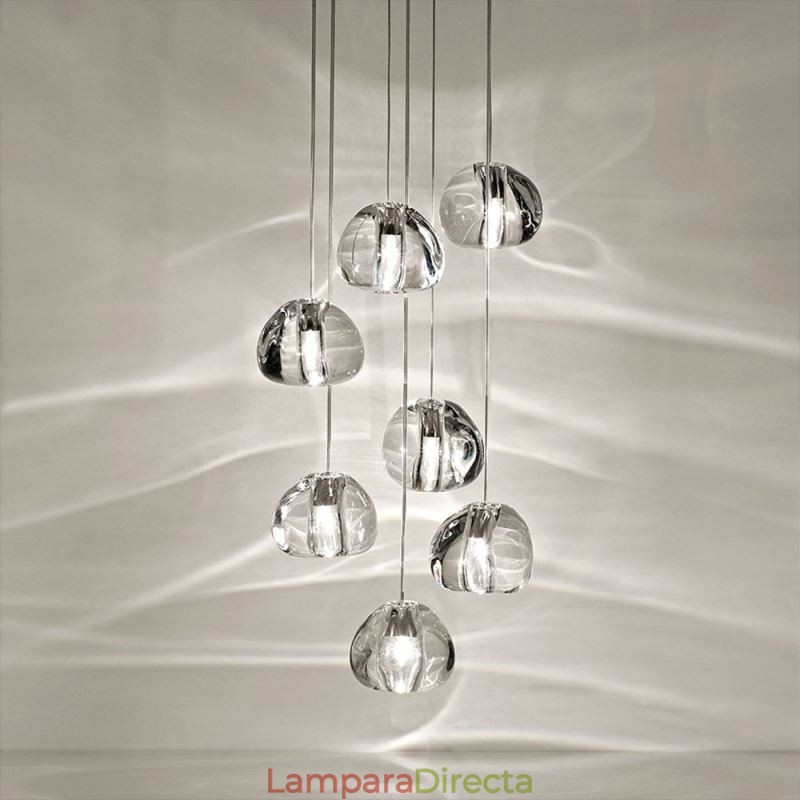 Lámpara colgante moderna de cristal en racimo, pantalla de cristal única, escalera dúplex