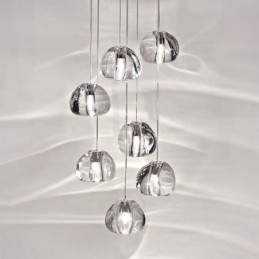 Lámpara colgante moderna de cristal en racimo, pantalla de cristal única, escalera dúplex