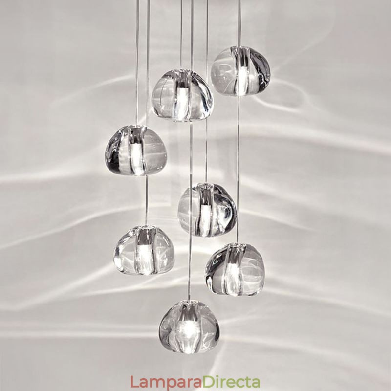 Lámpara colgante moderna de cristal en racimo, pantalla de cristal única, escalera dúplex