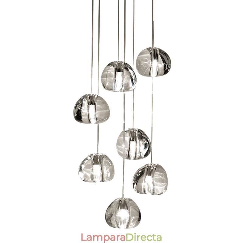 Lámpara colgante moderna de cristal en racimo, pantalla de cristal única, escalera dúplex