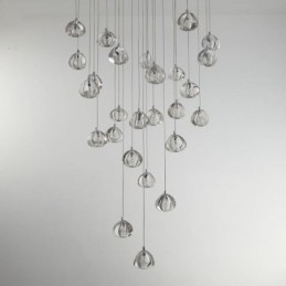 Lámpara colgante moderna de cristal en racimo, pantalla de cristal única, escalera dúplex