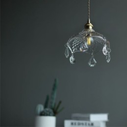 Lámpara colgante de cristal minimalista moderna, lámpara colgante de una sola luz