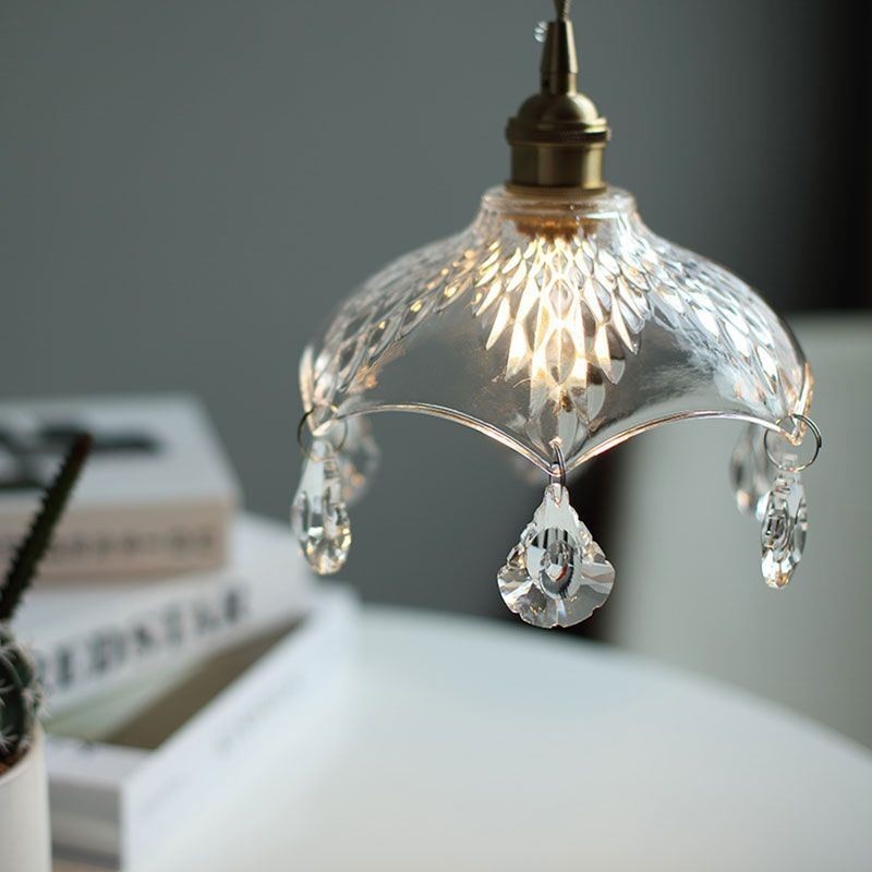 Lámpara colgante de cristal minimalista moderna, lámpara colgante de una sola luz