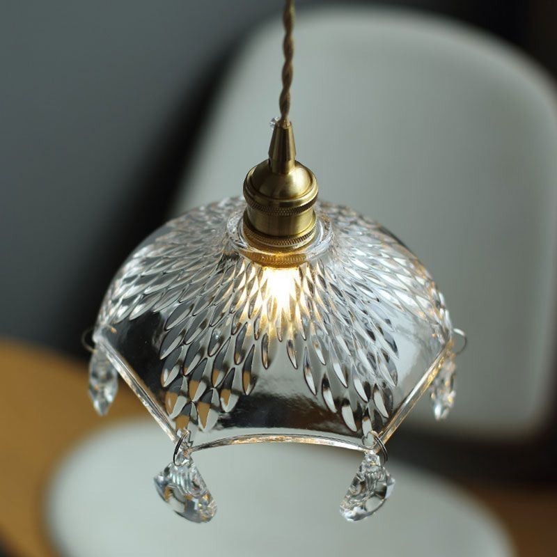 Lámpara colgante de cristal minimalista moderna, lámpara colgante de una sola luz