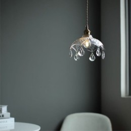Lámpara colgante de cristal minimalista moderna, lámpara colgante de una sola luz