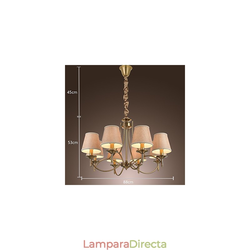 Lámpara de araña moderna, contemporánea, tradicional, clásica, rústica, estilo cabaña, estilo isla, vintage, de latón y metal.