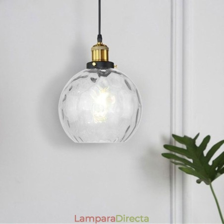 Lámpara colgante de vidrio contemporánea con patrón de agua redondo Lámpara colgante de vidrio contemporánea con patrón de agua redondo