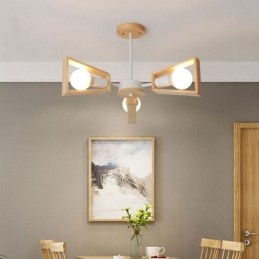 Lámpara colgante de madera elegante y moderna con forma de abanico