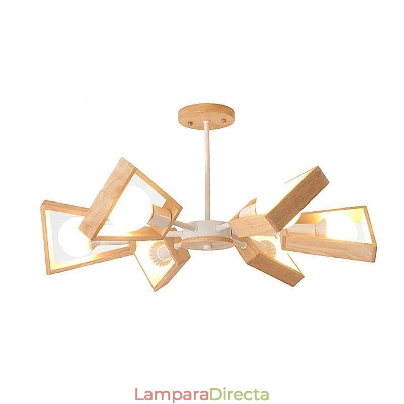 Lámpara colgante de madera elegante y moderna con forma de abanico