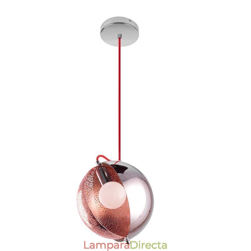 Lámpara colgante moderna de oro rosa con pantalla de cristal semicircular, luz decorativa para cafetería