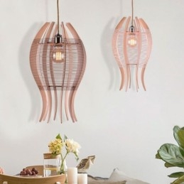 Lámpara colgante nórdica de madera con forma de pez DIY
