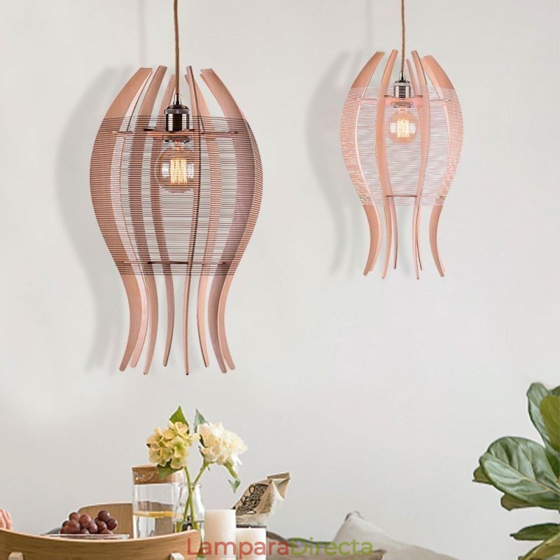 Lámpara colgante nórdica de madera con forma de pez DIY