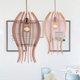 Lámpara colgante nórdica de madera con forma de pez DIY