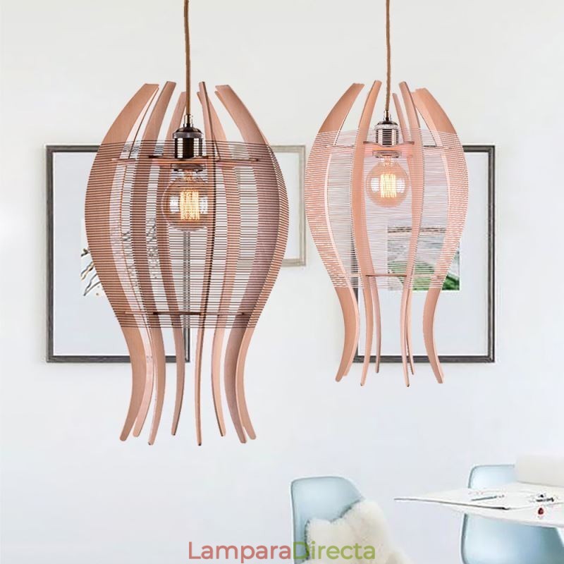 Lámpara colgante nórdica de madera con forma de pez DIY