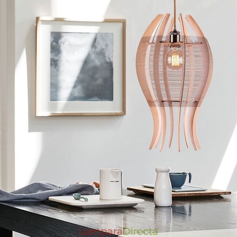 Lámpara colgante nórdica de madera con forma de pez DIY