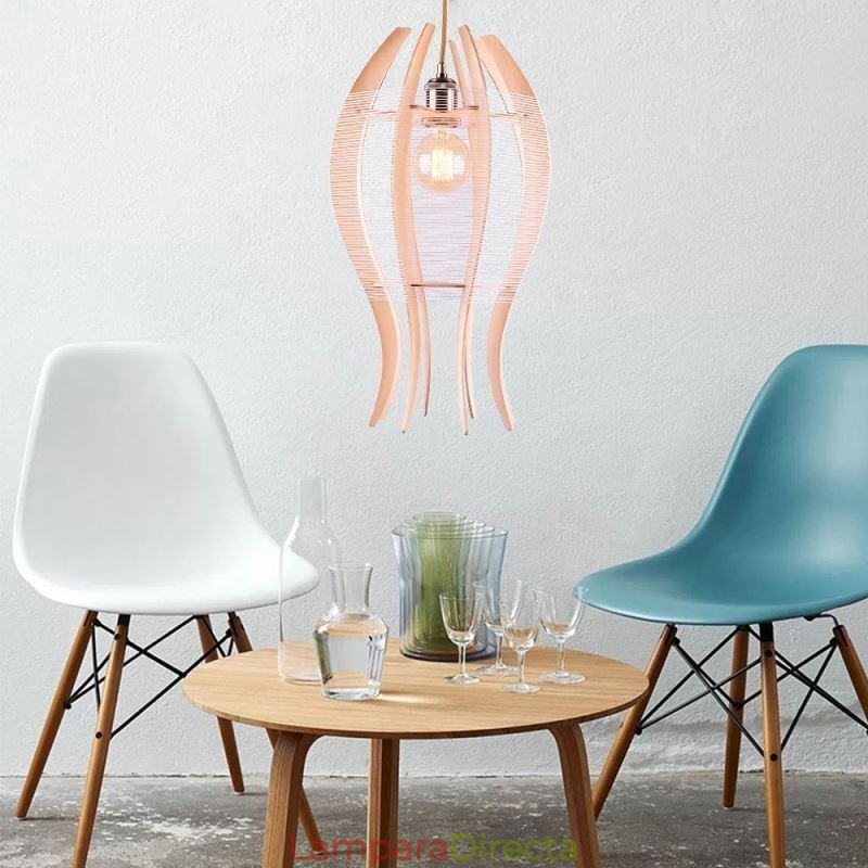 Lámpara colgante nórdica de madera con forma de pez DIY