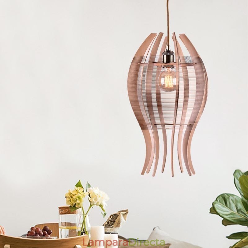 Lámpara colgante nórdica de madera con forma de pez DIY