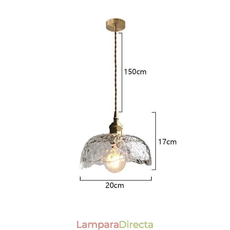 Lámpara colgante de vidrio de latón irregular Lámpara de techo de vidrio martillado