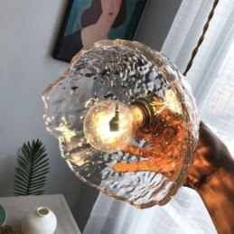Lámpara colgante de vidrio de latón irregular Lámpara de techo de vidrio martillado