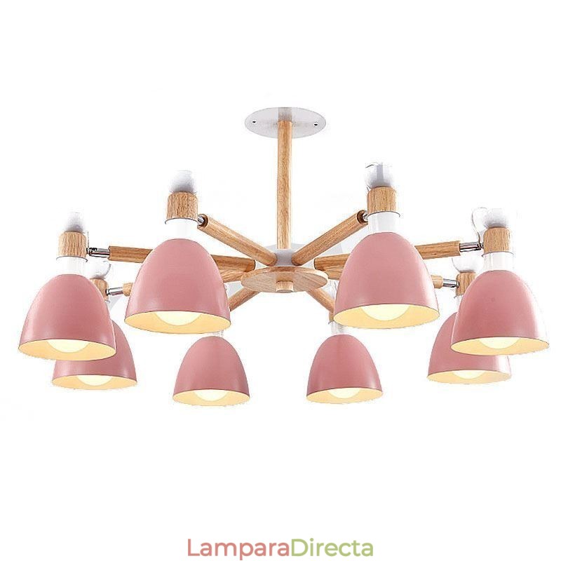 Lámpara colgante nórdica Macaron, lámpara de araña creativa de madera