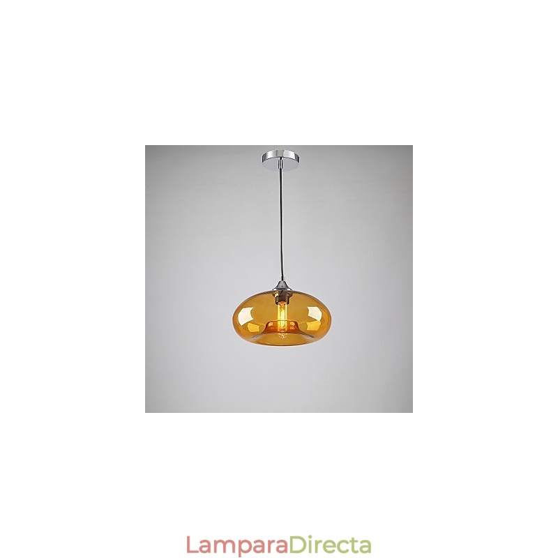Lámpara colgante moderna de 1 luz con pantalla de cristal transparente