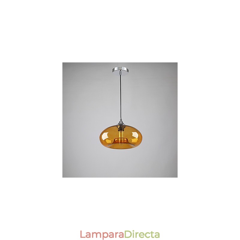 Lámpara colgante moderna de 1 luz con pantalla de cristal transparente