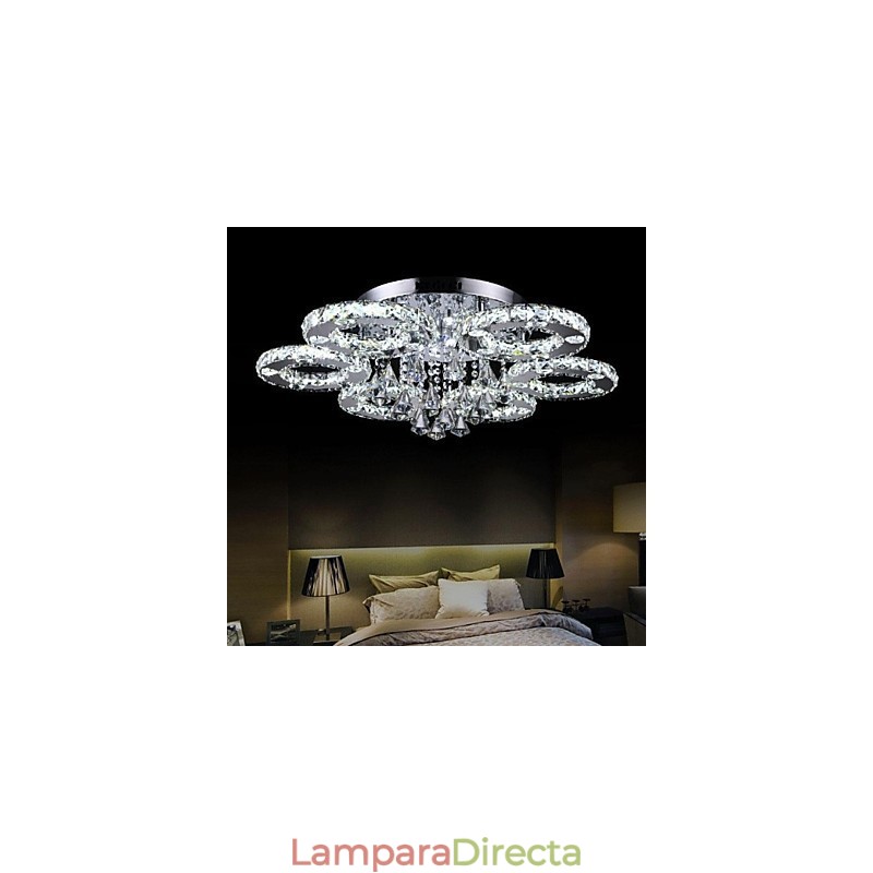 Lámpara de techo moderna contemporánea de metal cromado y cristal