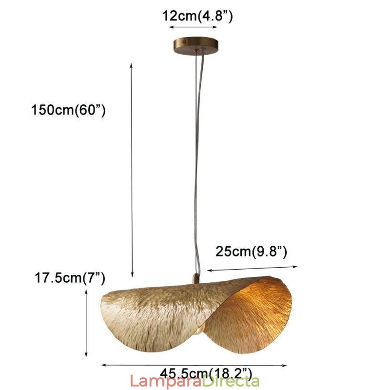 Lámpara colgante de latón, moderna y minimalista, con forma de hoja de loto.