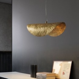 Lámpara colgante de latón, moderna y minimalista, con forma de hoja de loto.