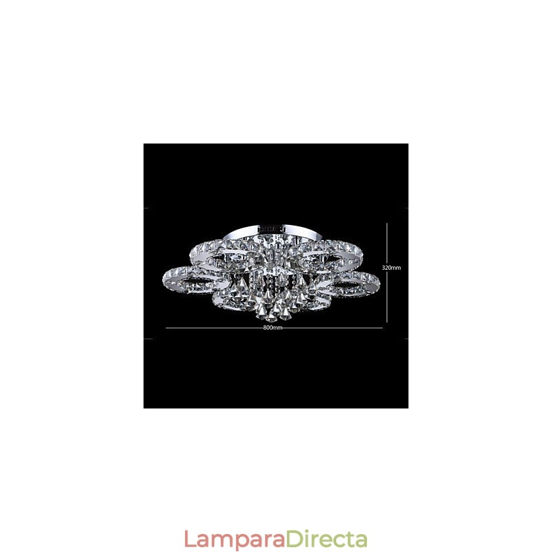 Lámpara de techo moderna contemporánea de metal cromado y cristal