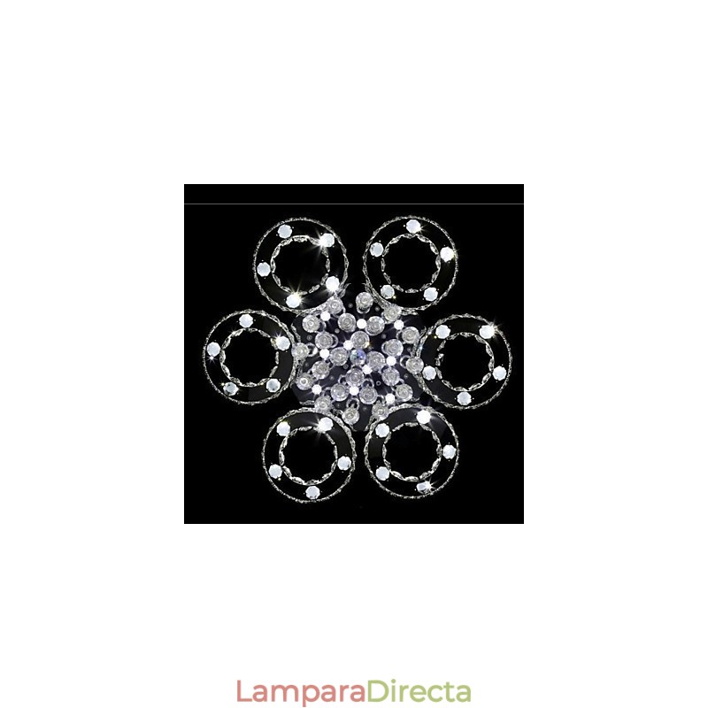 Lámpara de techo moderna contemporánea de metal cromado y cristal