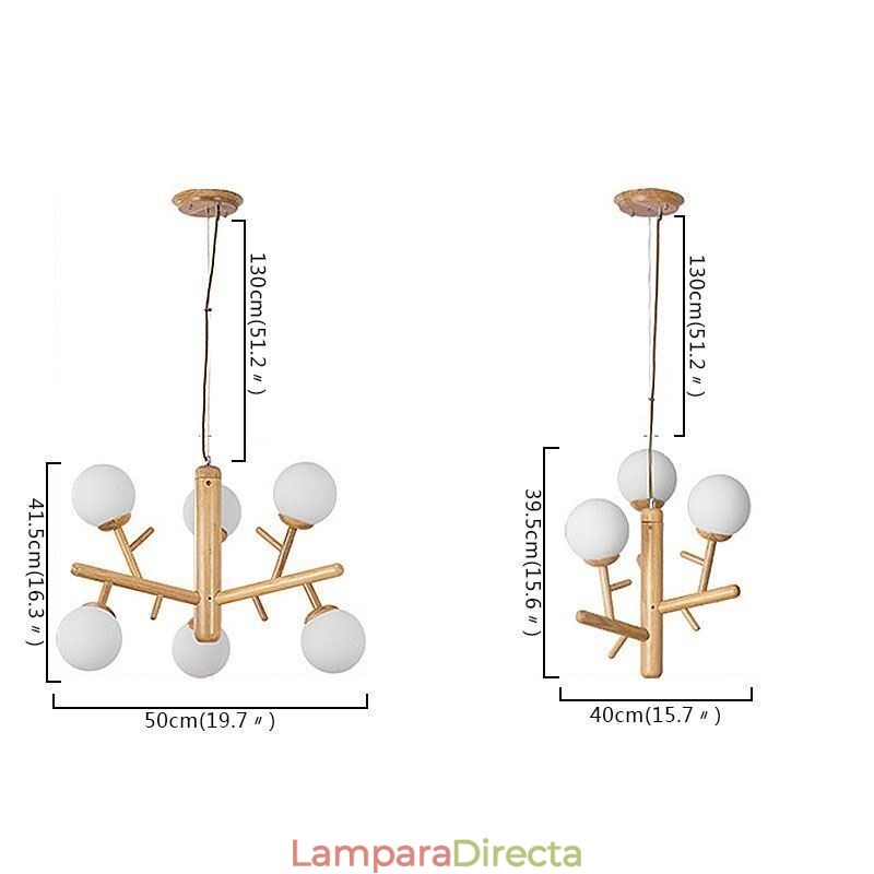 Lámpara colgante de madera creativa nórdica