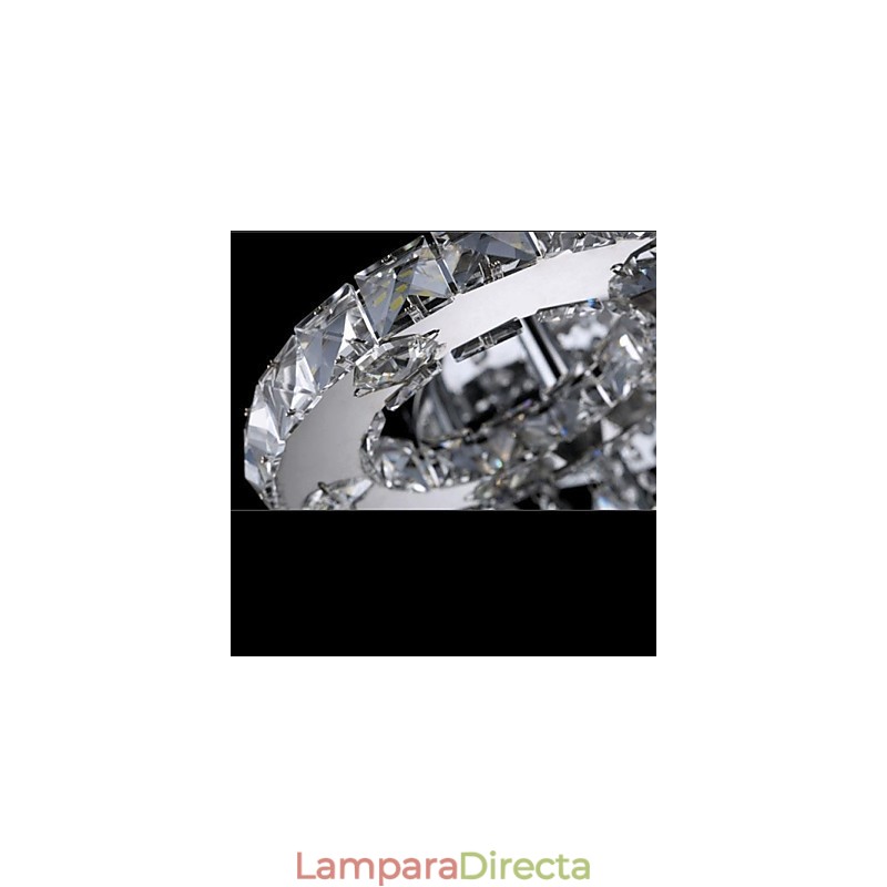 Lámpara de techo moderna contemporánea de metal cromado y cristal