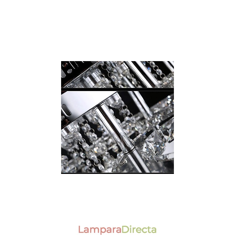 Lámpara de techo moderna contemporánea de metal cromado y cristal