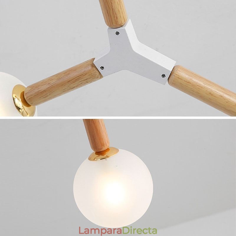 Lámpara colgante nórdica Magic Bean, iluminación creativa de madera