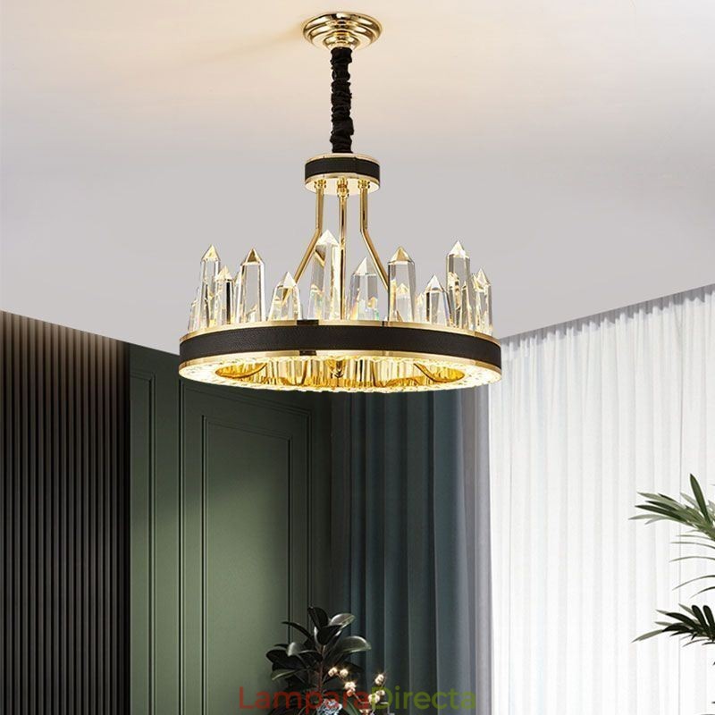 Lámpara colgante de cristal moderna con forma de círculo y luz de techo de cristal