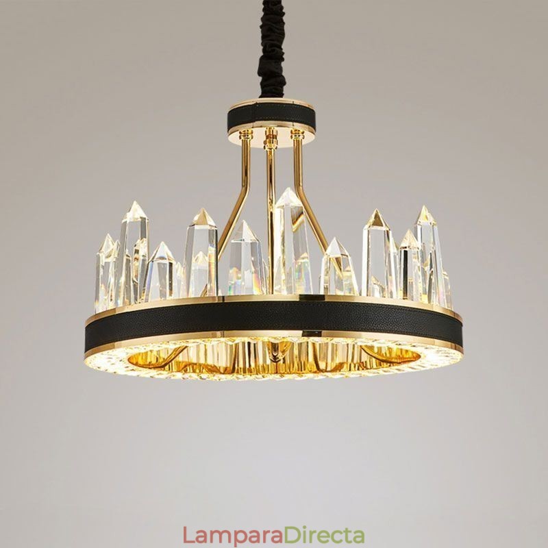 Lámpara colgante de cristal moderna con forma de círculo y luz de techo de cristal