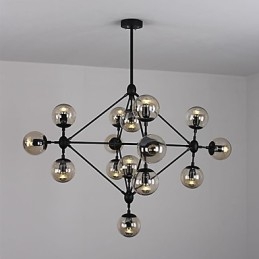 Lámpara de araña de 15 luces con bola de cristal, estilo retro, para exteriores, garaje y metal.