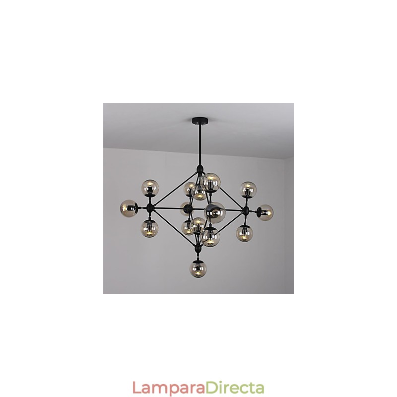 Lámpara de araña de 15 luces con bola de cristal, estilo retro, para exteriores, garaje y metal.