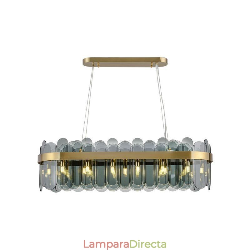 Lámpara colgante de cristal minimalista, lámpara de techo rectangular de color único, isla