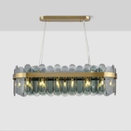 Lámpara colgante de cristal minimalista, lámpara de techo rectangular de color único, isla