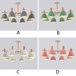Lámpara colgante moderna y sencilla de macarrón, iluminación creativa de madera