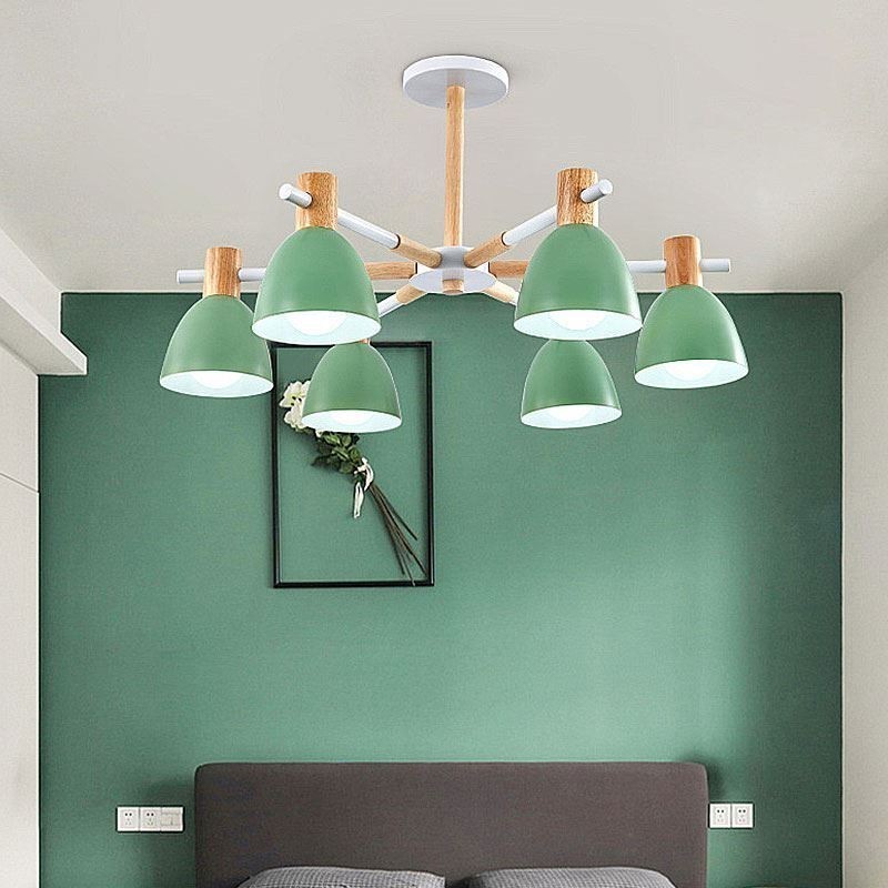 Lámpara colgante moderna y sencilla de macarrón, iluminación creativa de madera
