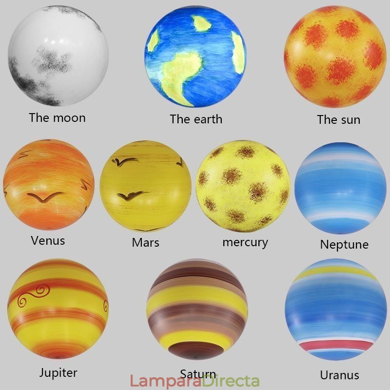 Lámpara colgante con diseño de planetas nórdicos, lámpara de araña única con planetas del sistema solar
