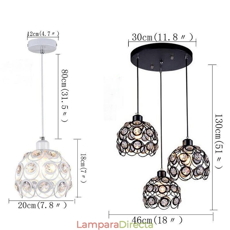 Ideas para lámparas colgantes de hierro y cristal hueco en forma de isla