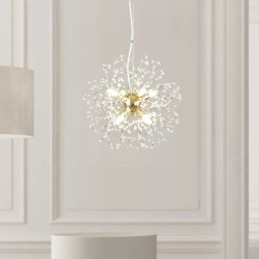 Lámpara colgante de cristal de diente de león, elegante lámpara de araña