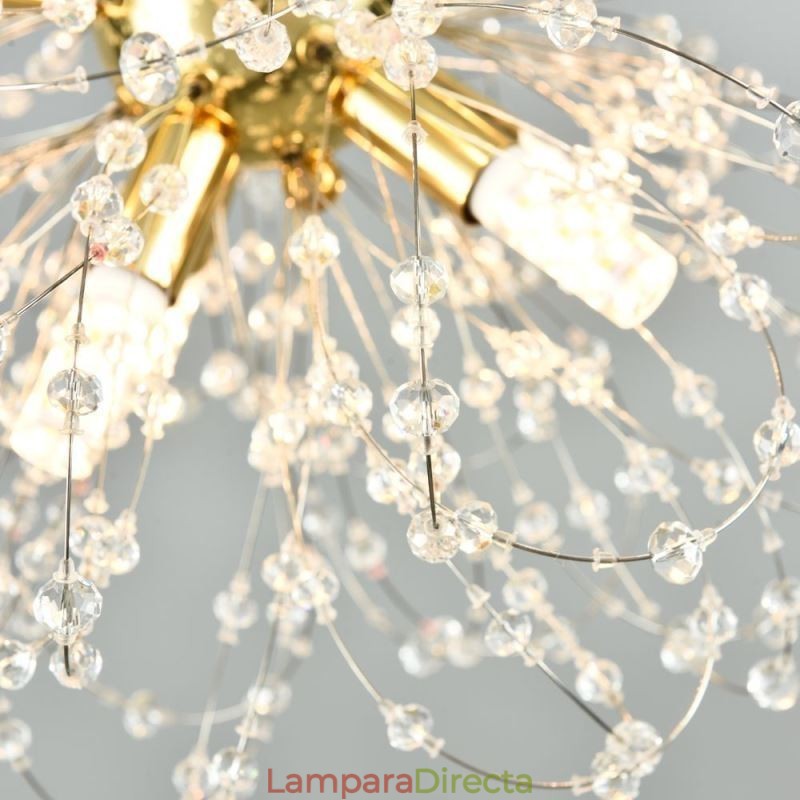Lámpara colgante de cristal de diente de león, elegante lámpara de araña